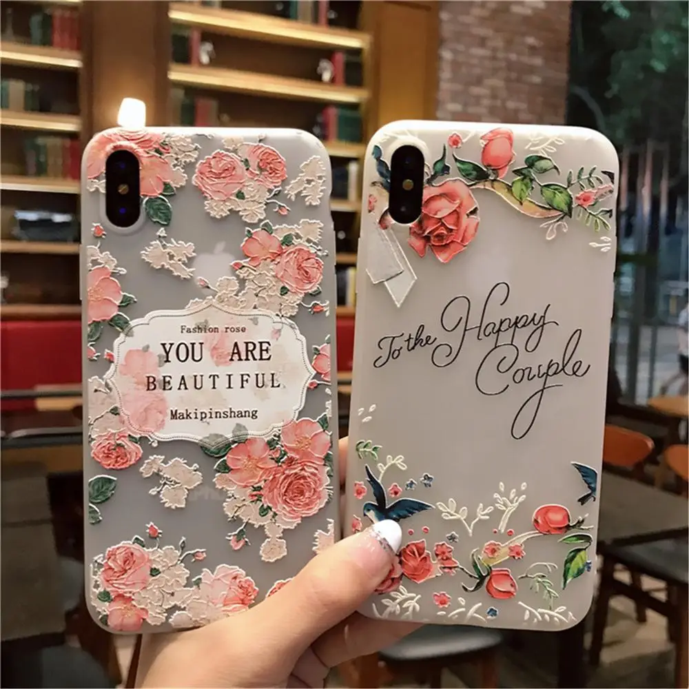 Color Printed Cases for Samsung Galaxy M20 M10 J8 J7 J700 Prime Beautiful Relief Flowe Flower Cover Soft TPU Fundas Phone Capa | Мобильные