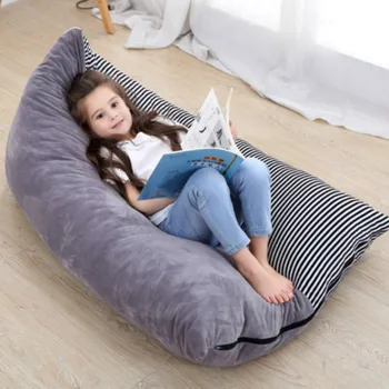 

Hot Selling Stuffed Animal Storage Bean Bag Chair Extra Large Canvas Pouch Stripe Chair Sofa Sundries Storage Bag Multi-function