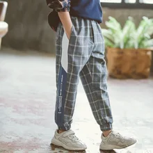 Штаны для мальчиков г. Осенние новые стильные разноцветные повседневные штаны в клетку для больших мальчиков весенне-осенние детские штаны