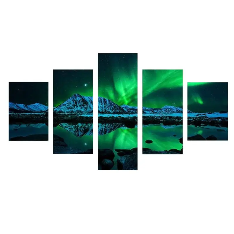 

5D 5D Diamond Painting by Number Kit, 5 Sets of Splicing Painting Aurora Full Drill Rhinestone Embroidery Cross Stitch Picture