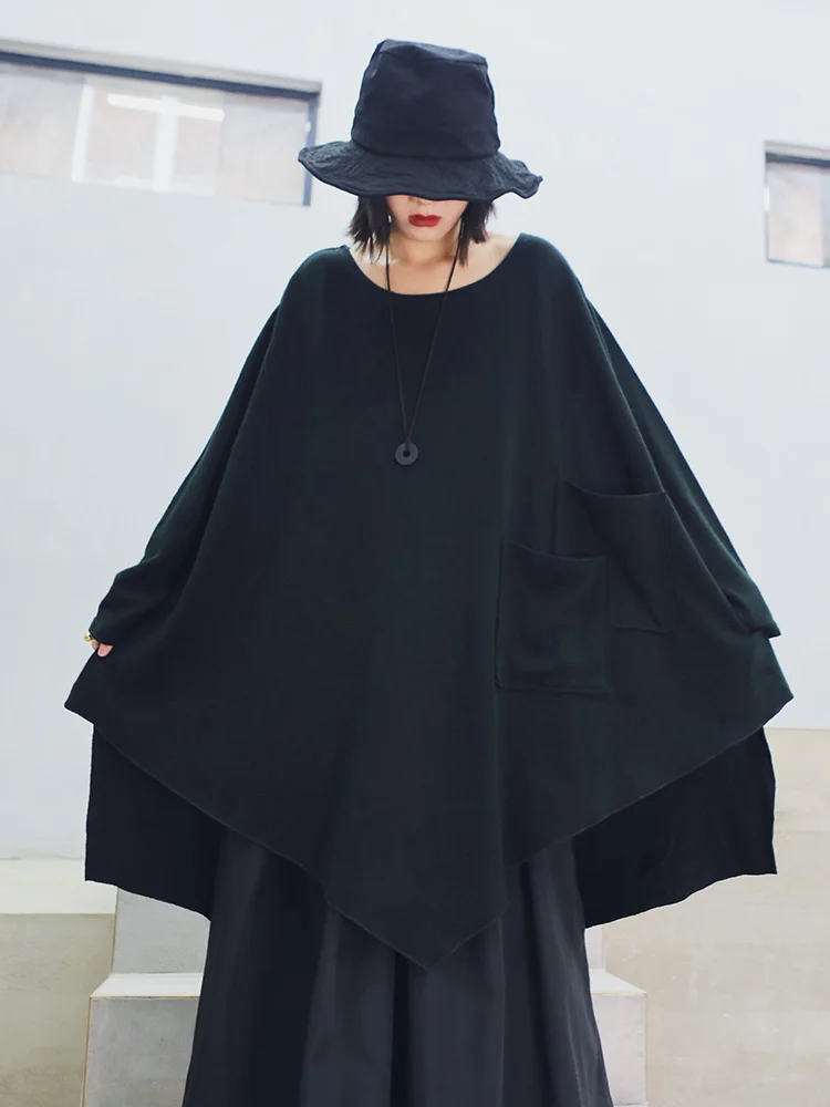 black GCC1822 XITAO черная Необычная футболка Женская корейская модная новинка Осенняя винтажная Длинная Элегантная Маленькая Повседневная футболка с карманом GCC1822 - Цвет: black GCC1822