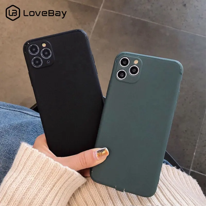 

Lovebay Camera Protection Plain Phone Case For iPhone 11 Pro X XR XS Max 8 7 6 6s Plus Solid Color Soft TPU Silicone Back Cover