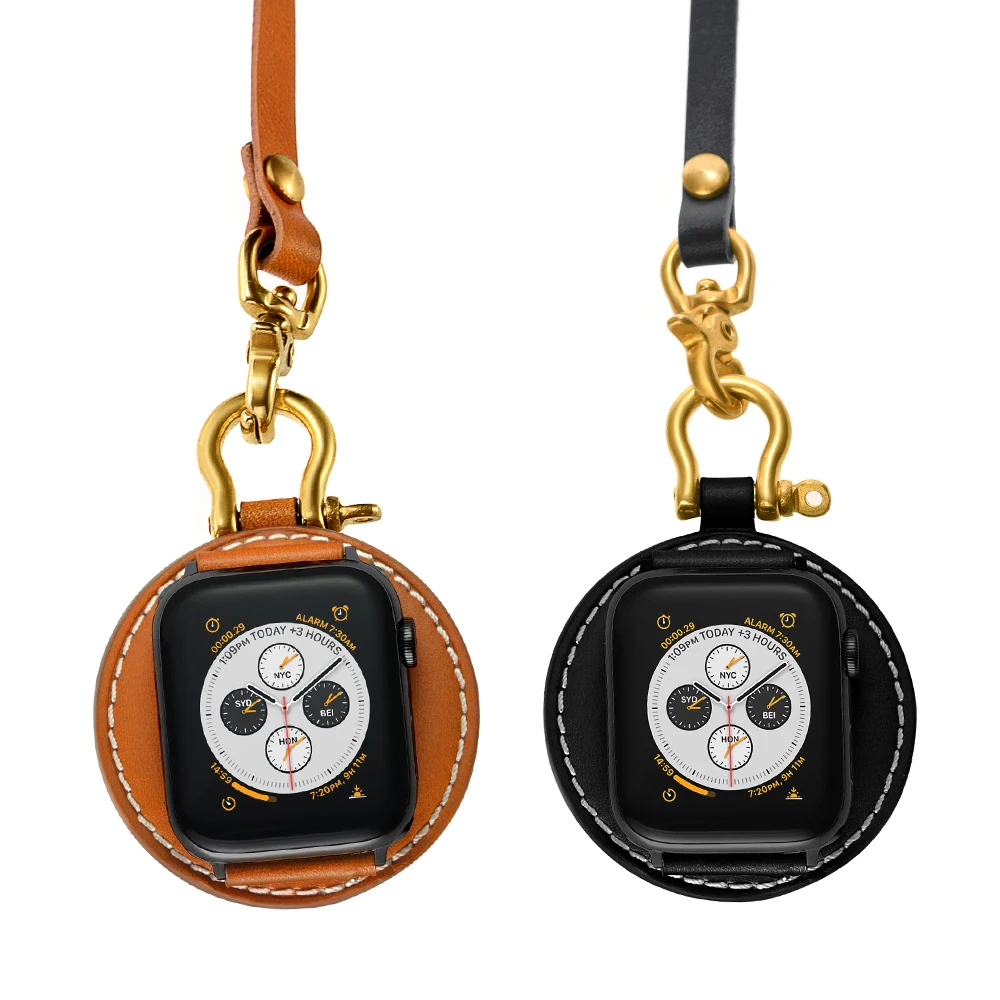 

Onthelevel Vintage Leather Pocket Watch With turret strap Watchbands Reloj Watch Accessories for iWatch 1/2/3/4/5