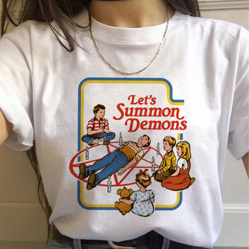 Сатана Hrajuku забавная Футболка женская Ullzang футболка Demon Grim Reaper Satanist Hell футболка для любителей фильмов ужасов 90s Satanism Топ Футболка женская - Цвет: 7881