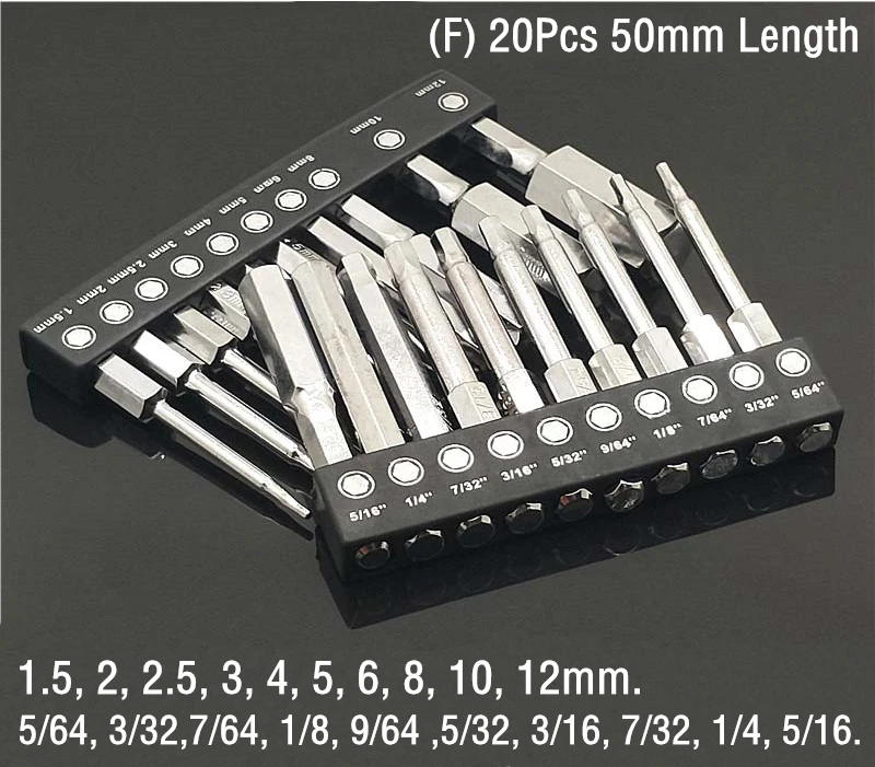 50 мм или 100 мм Длина шестигранный хвостовик Магнитная Шестигранная головка отвертка Биты Электрический драйвер Ручные Инструменты Набор отвертка дрель S2 - Цвет: F 20Pcs 50mm Length