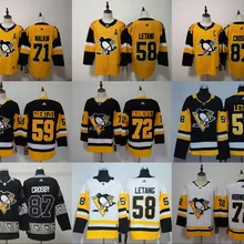 Сшитые Питтсбург мужские футболки Sidney Crosby Patric Hornqvist Evgeni Malkin Letang Matt Murray Phil Kessel Jake Guentzel Rust