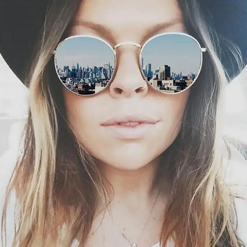 sunglasses for women Round Style Glasses Metal Eyeglasses Frame UV400 Casual Sunglasses Outdoor Accessories Gafas De Sol Redondas rose gold sunglasses