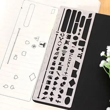 

Creative Vintage Portable Stainless Steel Stencils Hollow Ruler Planner Diary Notebook DIY Tool Drawing Template Gift Stationery