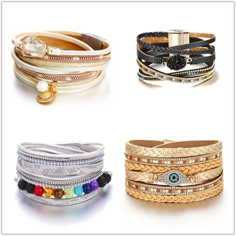 

new vintage pearl beads leather bracelets and bracelets for women 2019 handmade multi-layered bracelet gift bracelets and jewelr