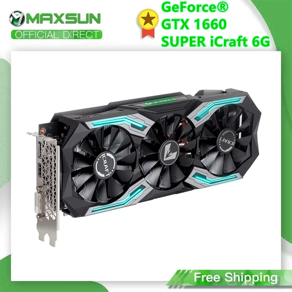 Видеокарта Maxsun GeForce GTX 1660 Super iCraft 6G видеокарта Nvidia GDDR6 GPU для видеоигр 12 нм RGB