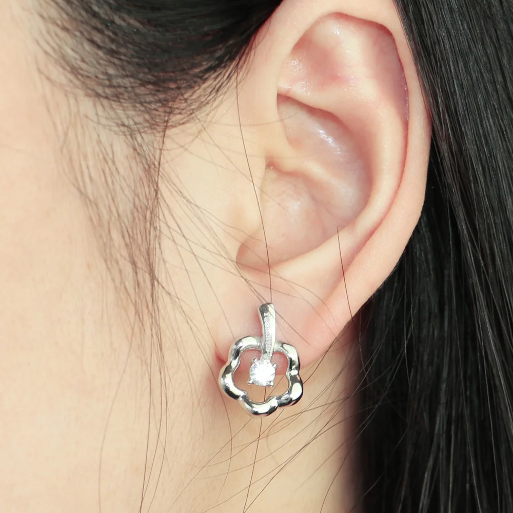 Moda Elegante 100% Argento Sterling 925 Prugna Orecchini Donna Trifogli Orecchini Prevenire Allergie Ragazza Gioielli Fortunati