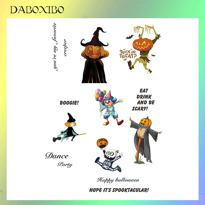 

DABOXIBO The Arrival Of Halloween Clear Stamps For DIY Scrapbooking/Card Making/Photo Album Silicone Decorative Crafts13X13