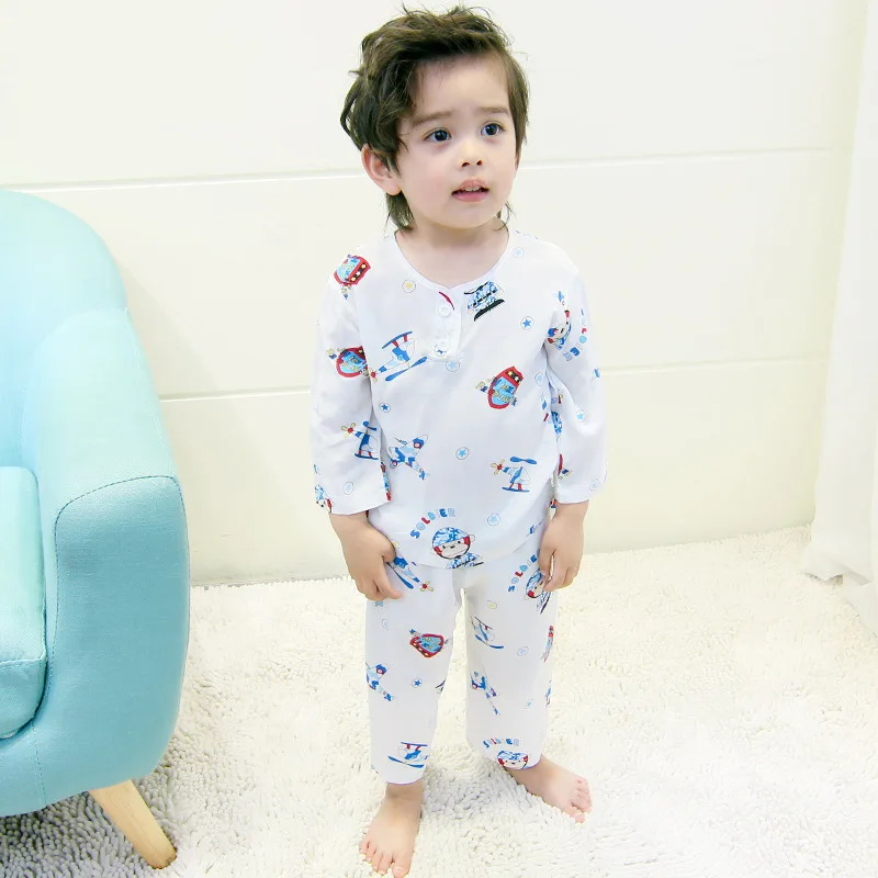 

New Style Spring And Autumn Long Sleeve Pajamas Cotton Long Sleeve Thin Children Baby Boy Long Sleeve BOY'S Home Wear