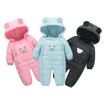 

Infant Newborn Baby Boys Girls Kids Solid Casual Rompers Baby Kids Winter Patchwork Hoodies Thick Cotton Warm Clothes Jumpsuit