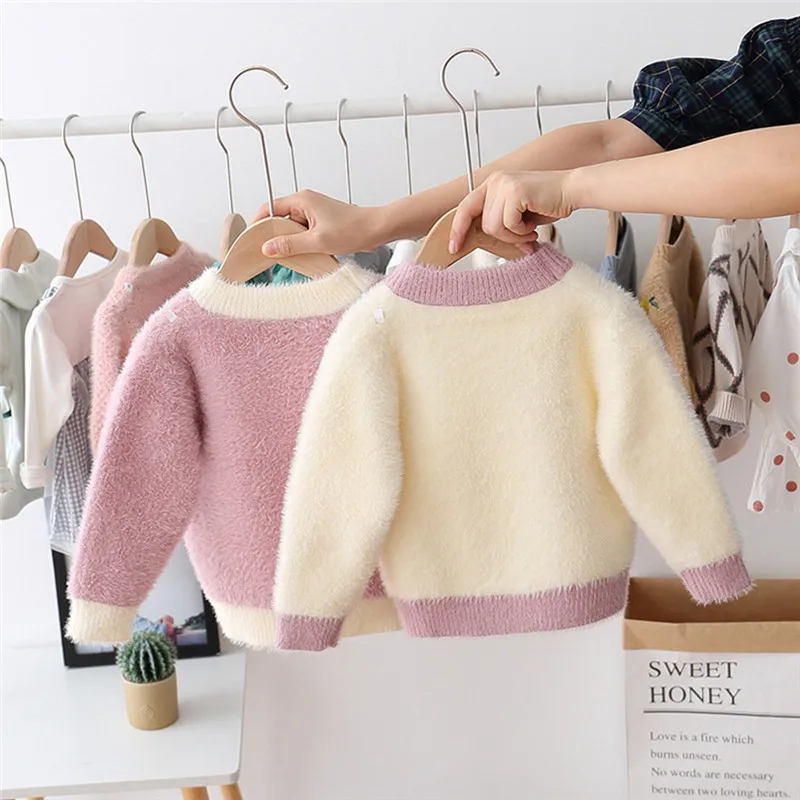 Свитер для девочек, вязаный кардиган, вязаный свитер на осень-зиму, Рождественский вязаный свитер с клубничкой для маленьких девочек