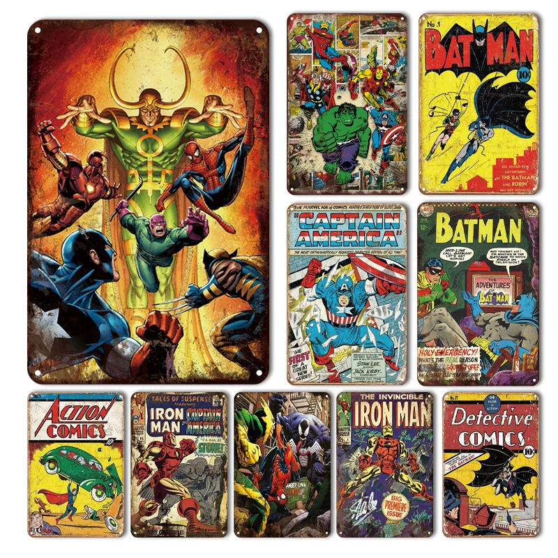 DC супергерой мультфильм постер металлическая пластина винтажный домашний