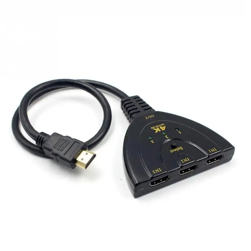 BRSUANG 4K* 2K 3D Мини 3-переключатель порта HDMI 3 в 1 выход порт концентратор Переходник HDMI разветвитель для ПК компьютер ТВ коробка DVD HD tv Xbox PS3 PS4 - Цвет: Черный