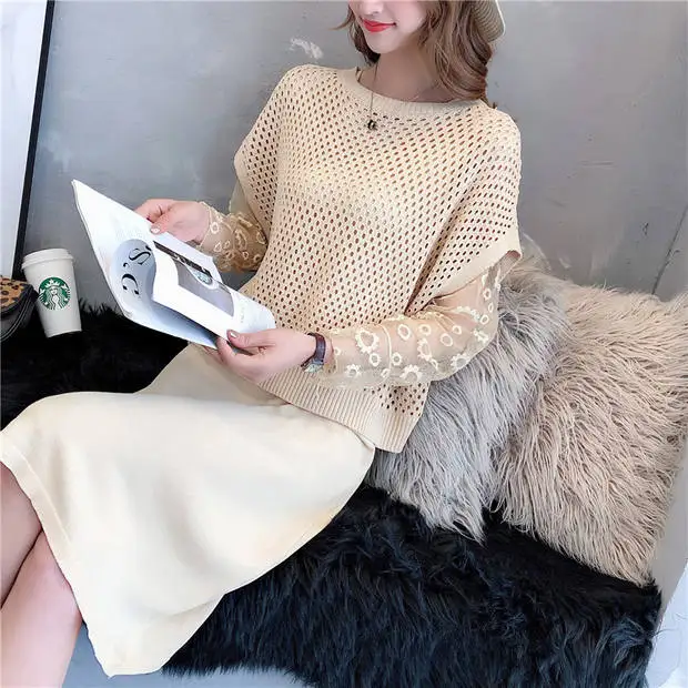 9288 Новое ажурное вязаное платье из двух предметов 75-1/F, 5 рядов, 1 полка, 9216