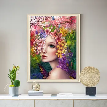 

40*50cm Flower Fairy Diamond Painting Colorful Flower Partial Drill Diamond Embroidery Cross Stitch for Rookie No Frame