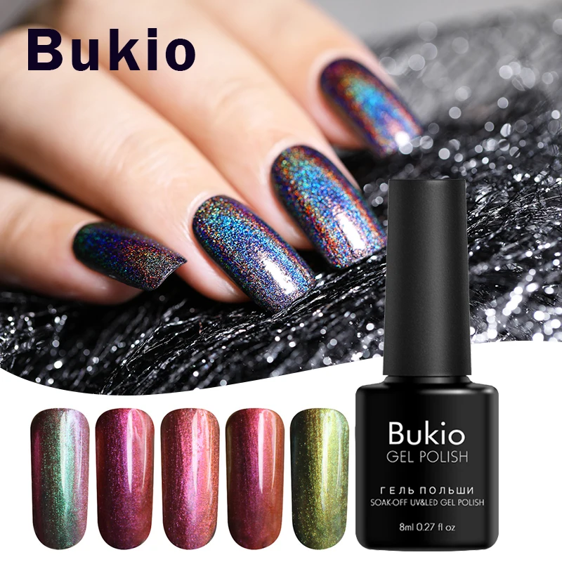 Bukio 8 мл Лак для ногтей Хамелеон романтическое сердце огненная любовь блестки лак