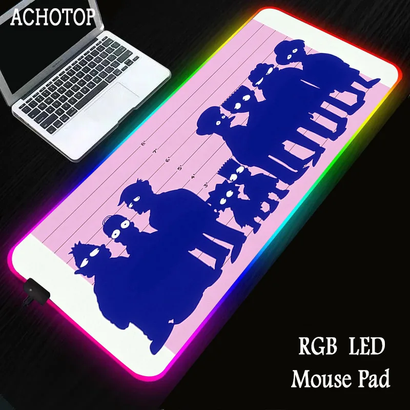 

Cartoon Simpson oversize RGB mouse pad custom size thickened waterproof version of Secondary yuan game PC keyboard LED Desk Mat