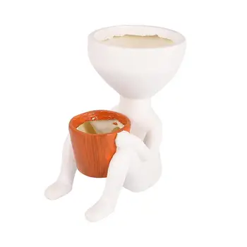 

Human Face Art Abstract Sculpture Decoration Ornament Resin Flower Pot Art Doll Statue Resin Flower Pot Office Desktop Ornaments