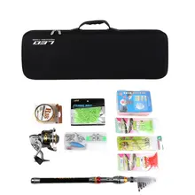 Телескопическая катушка для удочки комбинированный полный комплект спиннинговая Рыболовная катушка набор полюсов с рыболовной леской приманки Крючки сумка для переноски