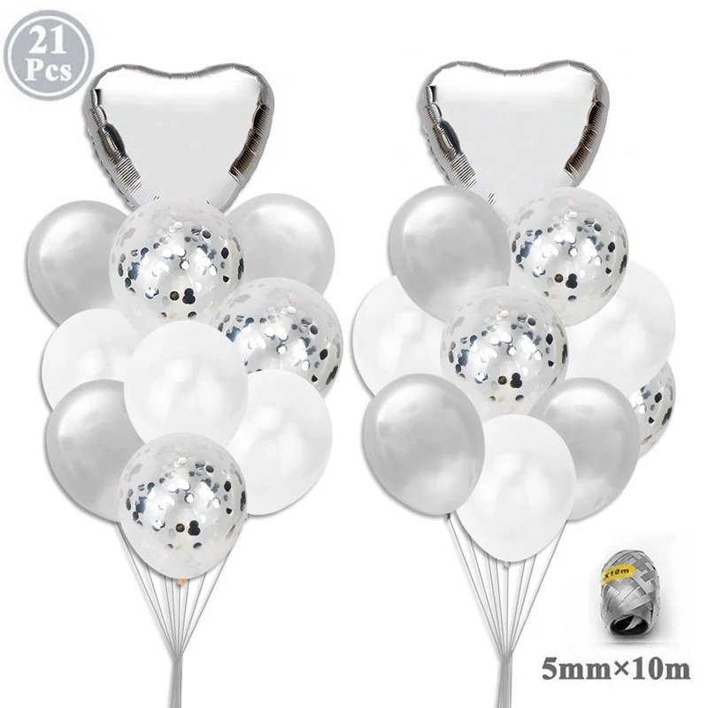 21pcs silver Heronsbill, 16 дюймов, фольгированные воздушные шары для детского душа, Детские вечерние украшения, принадлежности для детского душа, синий, серебристый цвет - Цвет: 21pcs silver