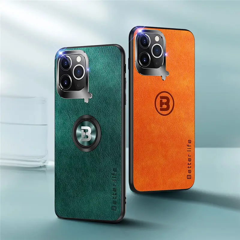 Тонкий кожаный чехол для телефона iPhone 12 11Pro XR XS Max X магнитный автомобильный