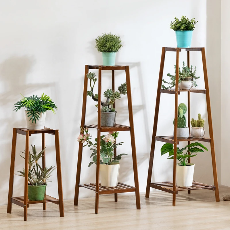 Simplicity Wood Stand For Plants Landing Type Light Extravagant Multi-storey Shelf Indoor Flowerpot Frame Flower Stand 4 Layers solid wood watercolor painting oil painting shelf folding scaffolding type art students special standing wood