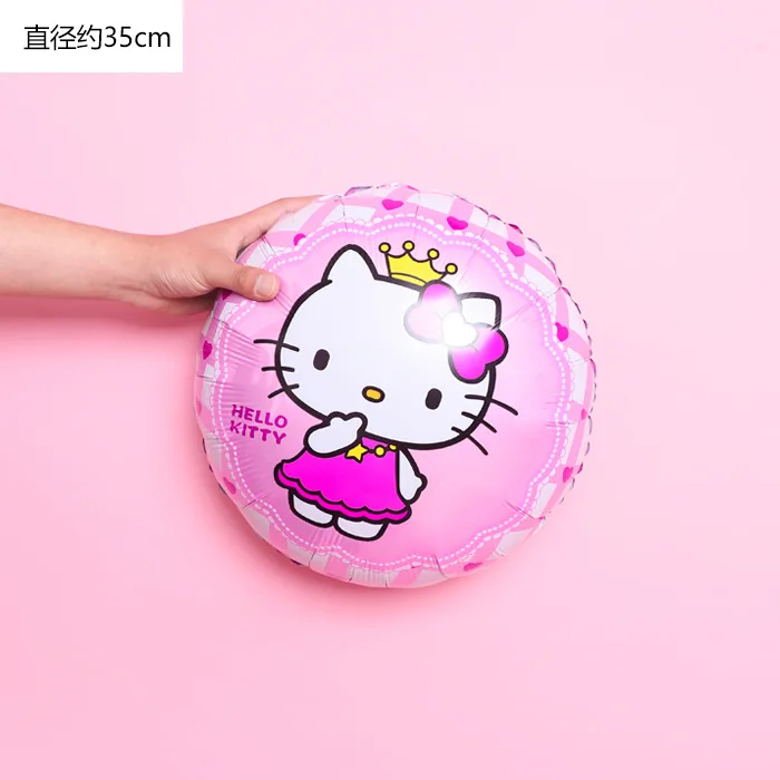 Round Crown Pink KT Мультфильм hello kitty алюминиевые воздушные шары для украшения вечеринок детский день рождения свадебное украшение игрушки алюминиевый шар - Цвет: Round Crown Pink KT