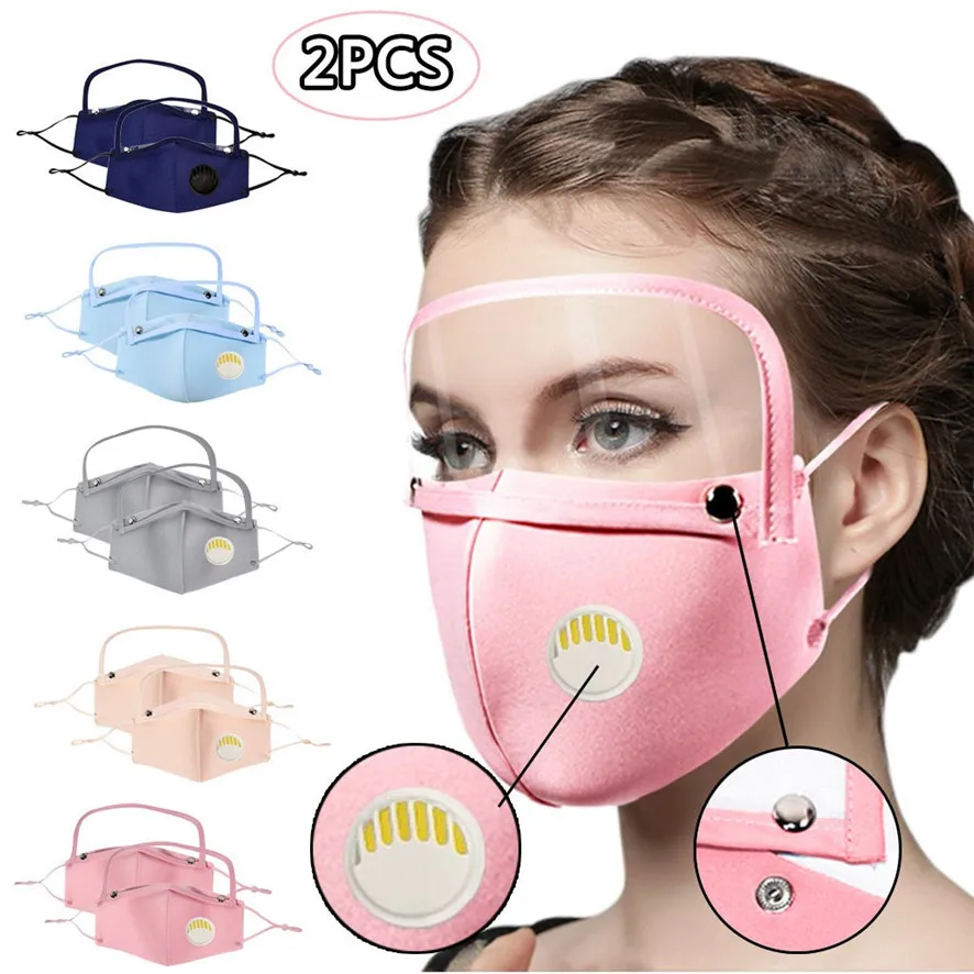 2PCS Adult Reusable Protect Transparent Mask Breather Valve and Detachable Eyes Shield Faces Shields Screen Spare Visors | Спорт и