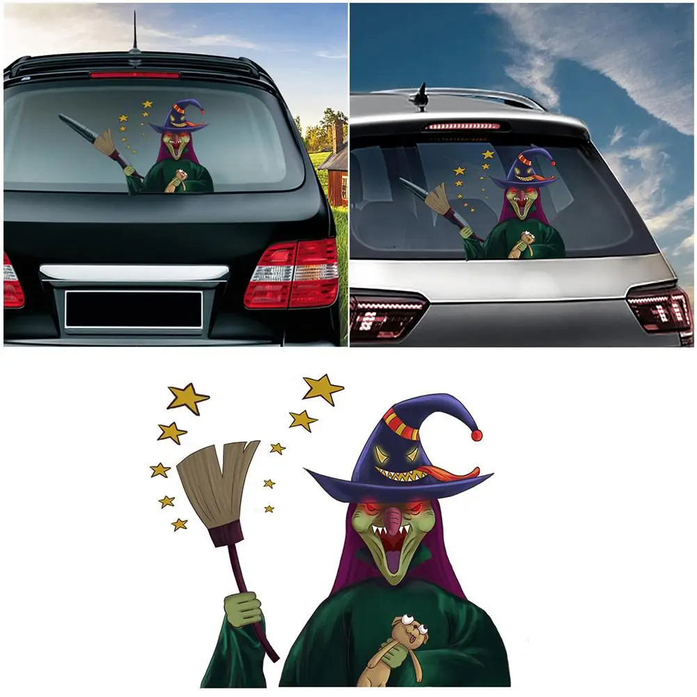 

Car Rear Wiper Sticker Witch Window Animated Moving Waving Wiper Blade Tag Decal Sticker & Hand Halloween Car Decoration Outer