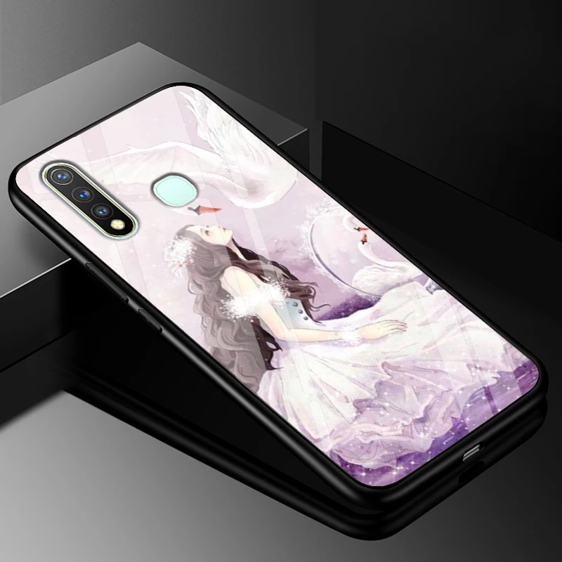 26 ДЛЯ Vivo Y19 чехол 6,53 ''закаленное стекло твердая задняя крышка для Vivo Y19 чехол Y 19 полный защитный чехол для телефона s силиконовый бампер - Цвет: 26