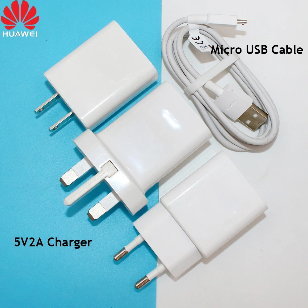 Original Huawei 5V 2A EU US UK Power Wall Charger Adapter 100CM Micro USB Charging Data Line For Y6 Y7 Y8 Y9 2019 p6 p7 p8 Lite baseus 65w