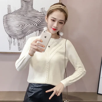 

1610 # Autumn 2018 Sweater Korean-style Loose-Fit Crew Neck Sweater Coat Fashion