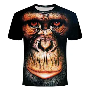 

2020 summer 3D printed animal monkey gorilla short sleeve funny design casual top T-shirt men