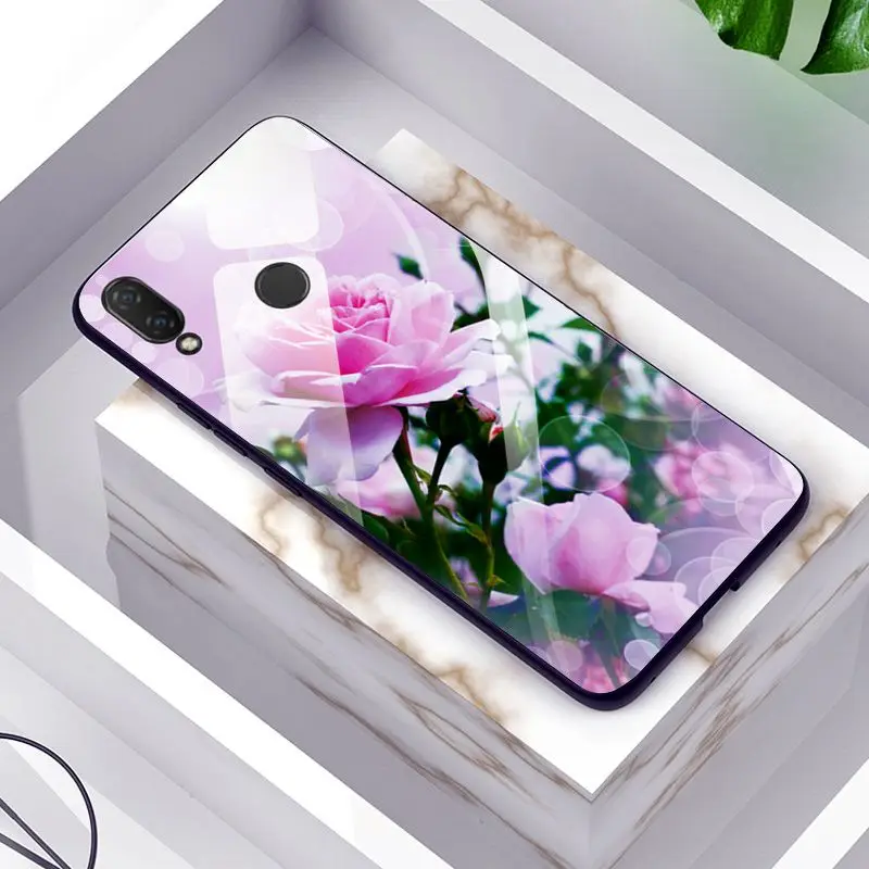 GLSZZZ139 Чехол из закаленного стекла с рисунком розы для huawei P Smart PC задняя крышка чехол PSmart2019 POT-LX3 POT-LX1 TPU стекло бампер P Smart - Цвет: GLSZZZ139