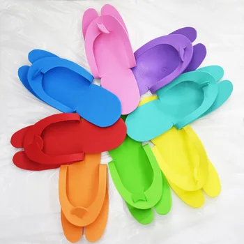 

12 Pairs Indoor Disposable Slippers For Pedicure Salon Hotel Usage Foam Flip Flops Random Color 29.5*11.5cm