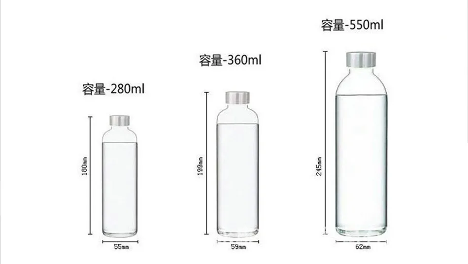 Посуда для путешествий, портативная бутылка, дизайн, стеклянная бутылка для воды, прозрачная бутылка для воды, чая, стеклянная бутылка для питья