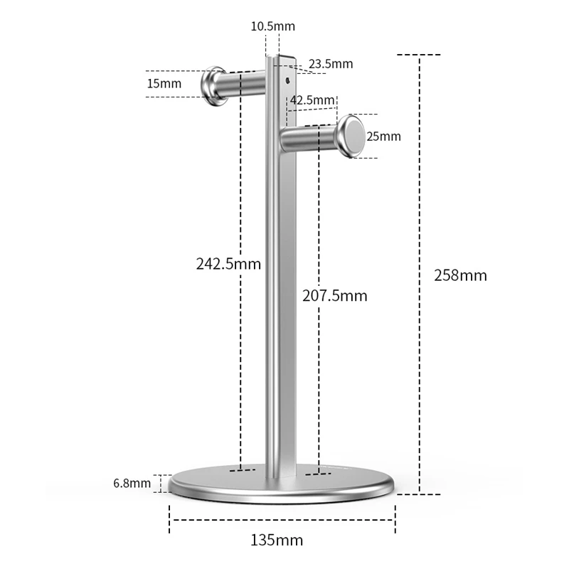 JIUSHARK Headphone Stand Aluminum Alloy Desktop Double Storage Earphone Hanger with Bottom Cushion Suitable for Head Phones