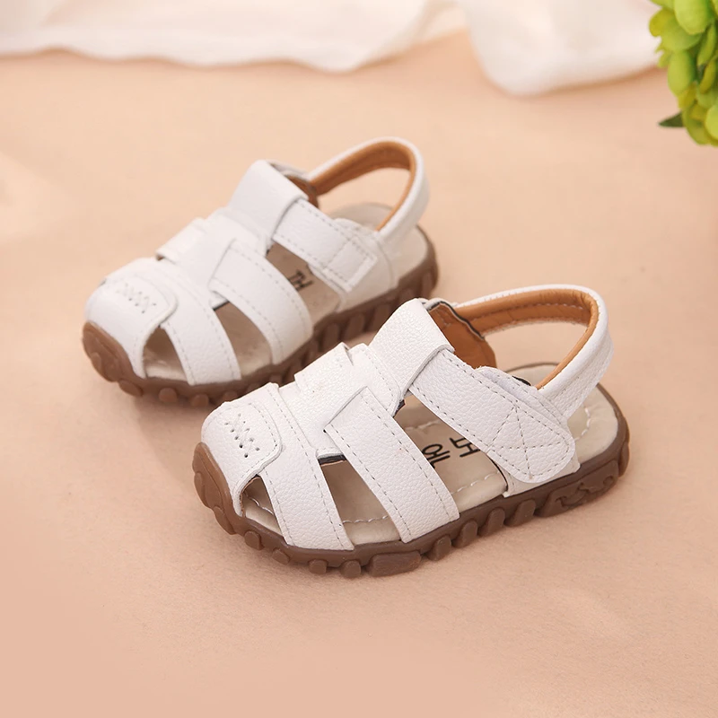 Kids Beach Sandals Boys Summer Baby Boy Shoes Soft Leather Bottom Non-Slip Closed Toe Safty Shoes