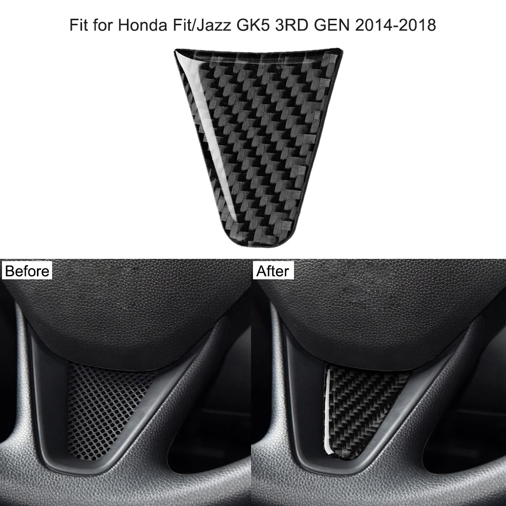 Car Steering wheel Stickers 5D Vision Vehicle Bearing Circle Trim for Honda Fit/Jazz GK5 3RD GEN 2014-2018 Carbon Fiber Material |