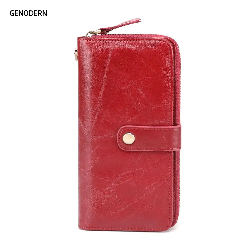 

Genuine Leather Women Wallets Long Lady Purse Wallet Elegant Fashion Female Women Clutch with Card Holder Phone Bag