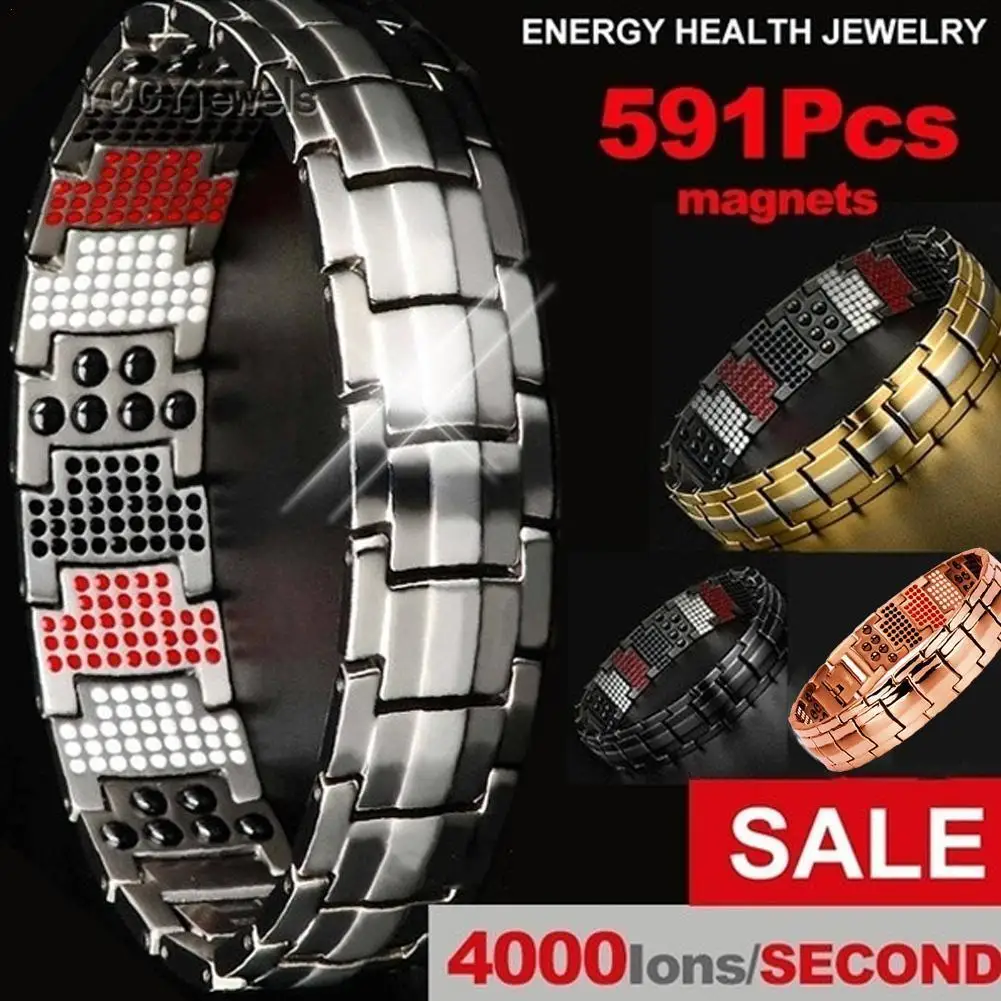 Bracelet Jewelry Men Women Magnetic Health Bracelet 6 Color Titanium Steel Power Therapy Magnets Negative Lons Germanium Bangles