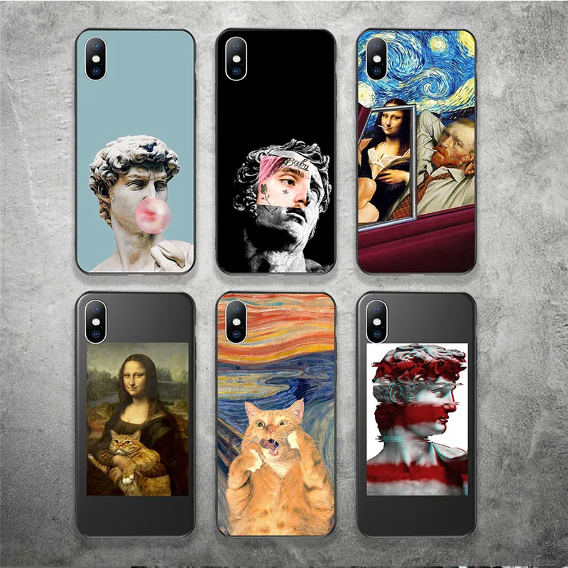 KJOEW для iPhone 6 6s 7 8 Plus X XR XS Max чехол телефона статуя из мультфильма абстрактное