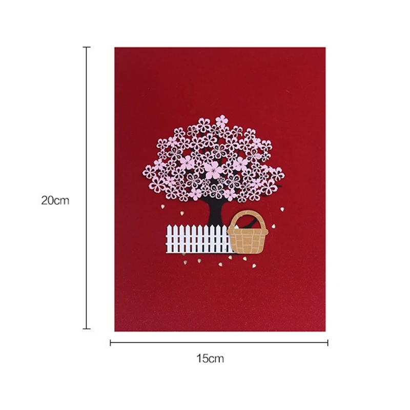  3D Pop Up Cherry Blossoms Greeting Card Christmas Birthday New Year Invitation D08D - 4000357823547