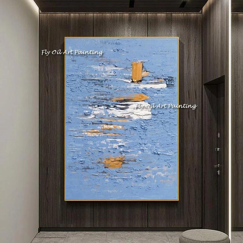 

The Brush Palette Best 100% Handmade Modern Blue Oil Painting Abstract Porch Wall Art Decoration For Living Room Simple Graph