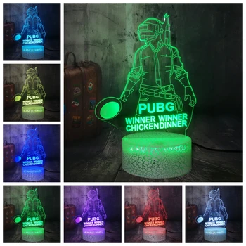 

Cool Battle Royale Game PUBG Winner TPS Chicken Dinner 3D LED Night Light Multicolor Changing Desk Lamp Boys Kids Birthday lamps