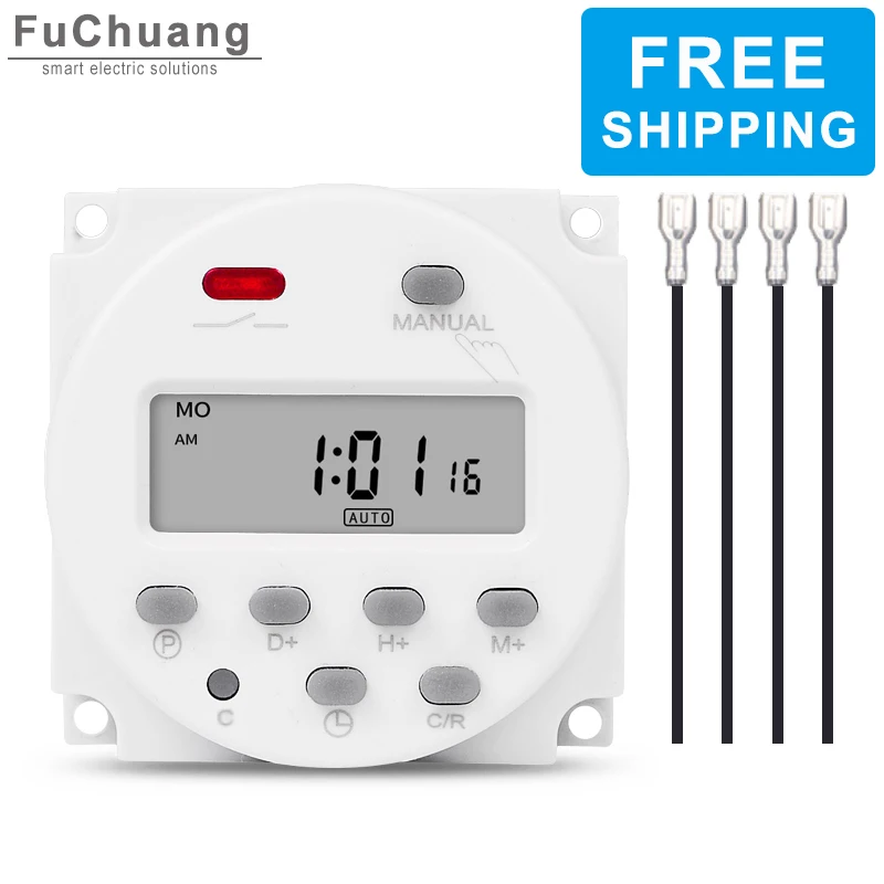 Timer Switch CN101A 12V 24V 48V 110V 220V 7 Days Weekly Programmable Digital Time Relay Programmer Built-in Rechargeable Battery |